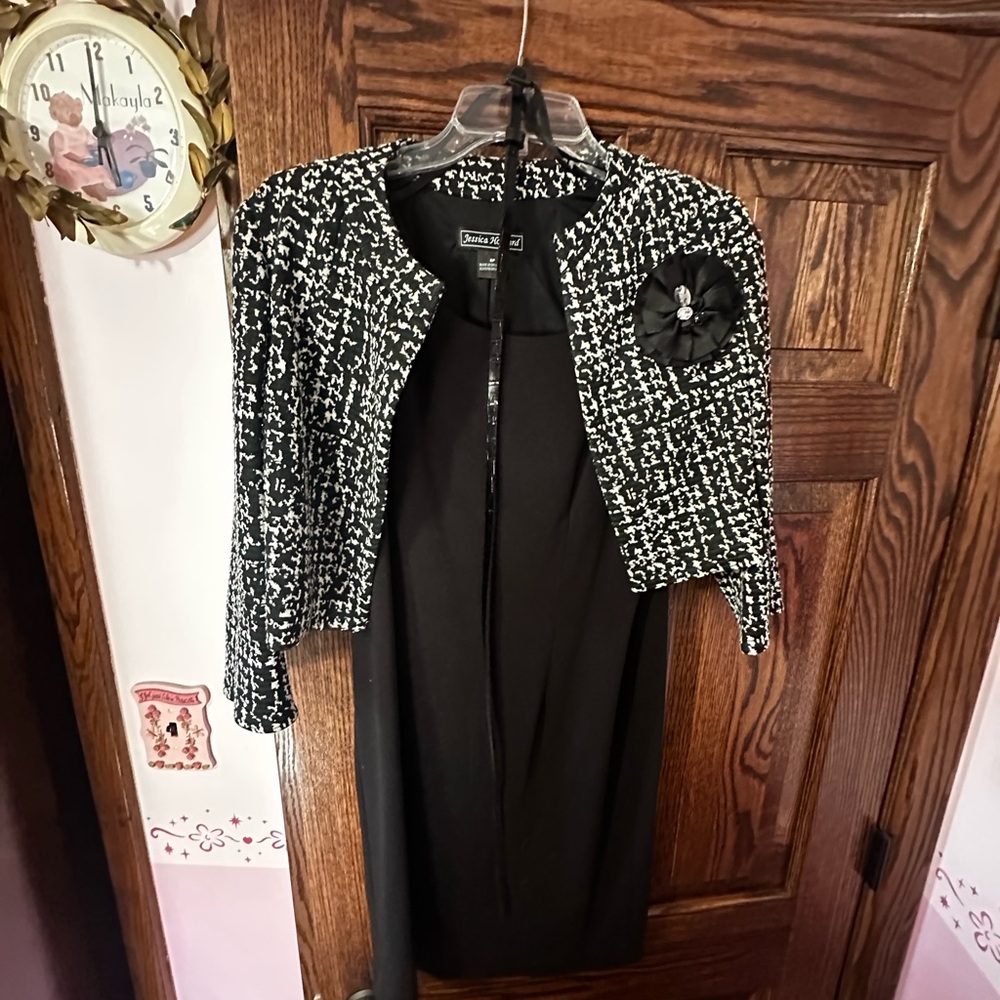 Jessica Howard Black and White Tweed Blazer
